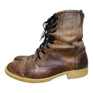 Bed-Stu Judgement Rustic Leather Double Zipper Lace-Up Boots Size 7.5